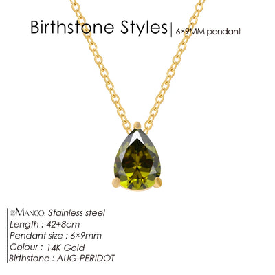Hayden Nalani |Crystal Birthstone Necklace Teardrop