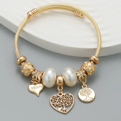 Hayden Ali |Stainless Steel Circle Panjiadora Beaded Love Bracelet