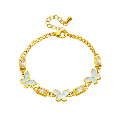 Hayden Bree | White Square Crystal Butterfly Bracelet
