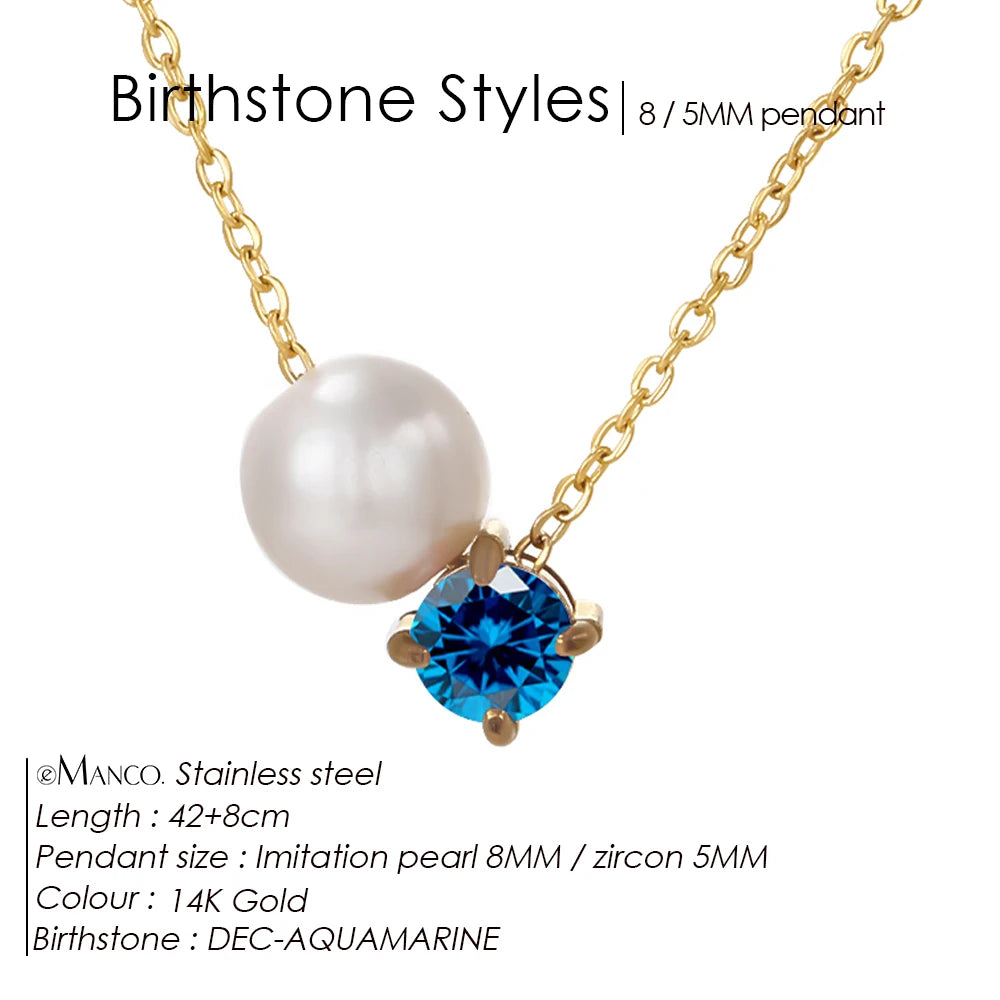 Hayden Reese | Pearls Zircon Pendant Birthstone Necklace
