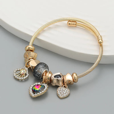 Hayden Ali |Stainless Steel Circle Panjiadora Beaded Love Bracelet