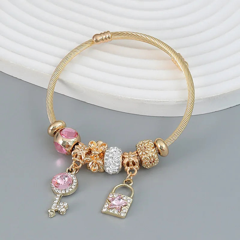 Hayden Ali |Stainless Steel Circle Panjiadora Beaded Love Bracelet