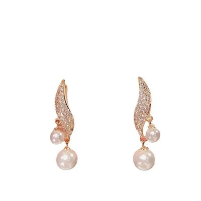 Hayden Charm | Pearl Dangle Zircon Stud Earrings