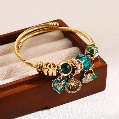Hayden Ali |Stainless Steel Circle Panjiadora Beaded Love Bracelet