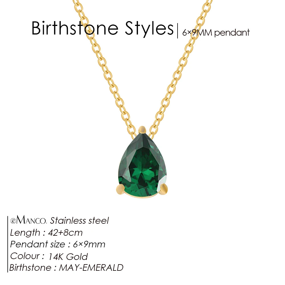 Hayden Nalani |Crystal Birthstone Necklace Teardrop