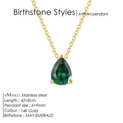 Hayden Nalani |Crystal Birthstone Necklace Teardrop