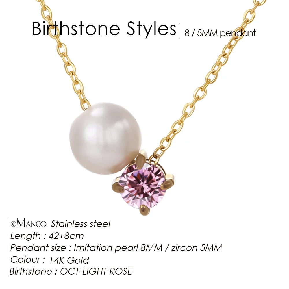 Hayden Reese | Pearls Zircon Pendant Birthstone Necklace