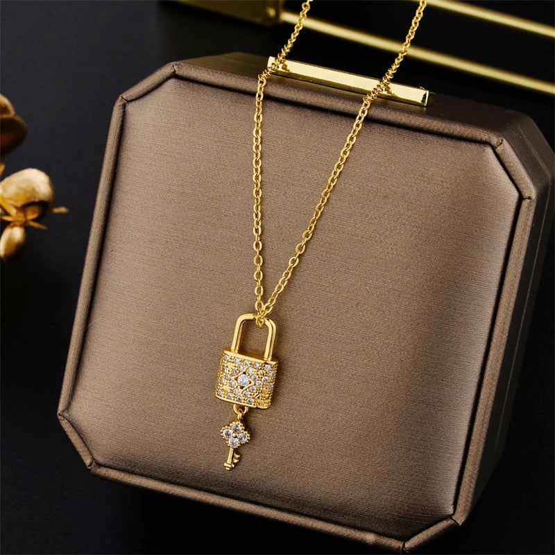 Hayden Luna | Luxury Zircon Crystal Lock Necklace