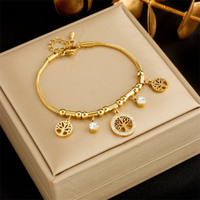 Hayden Andi | Elegant Gold Color Tree Of Life Charms Bracelet