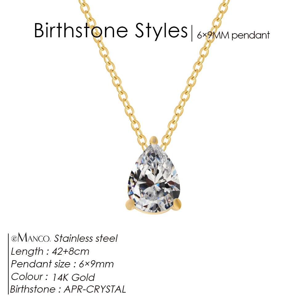 Hayden Nalani |Crystal Birthstone Necklace Teardrop