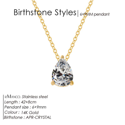 Hayden Nalani |Crystal Birthstone Necklace Teardrop