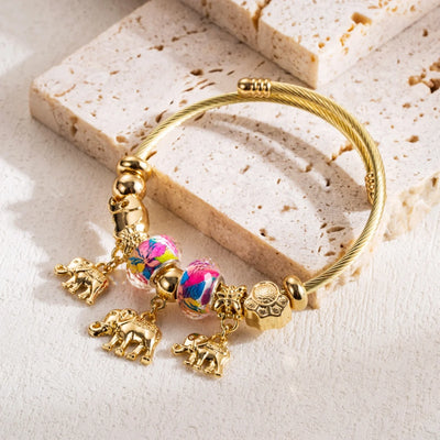 Hayden Ali |Stainless Steel Circle Panjiadora Beaded Love Bracelet