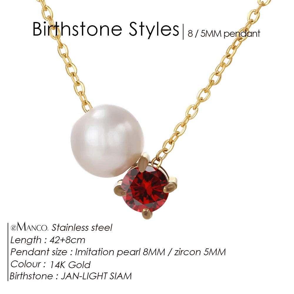Hayden Reese | Pearls Zircon Pendant Birthstone Necklace