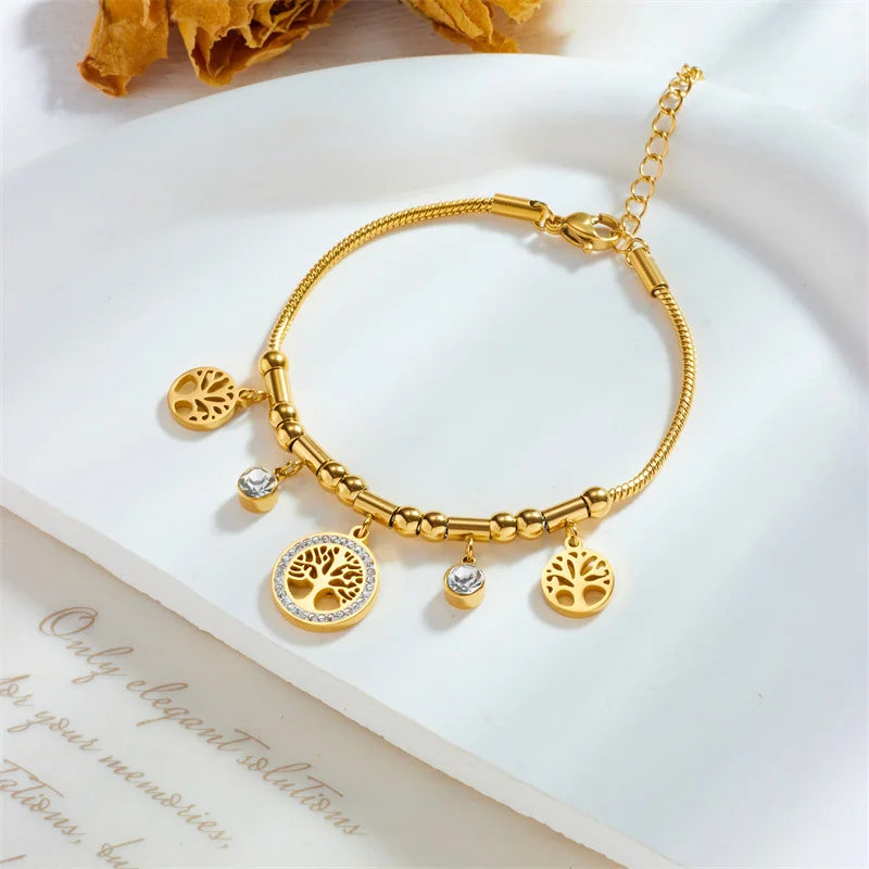 Hayden Andi | Elegant Gold Color Tree Of Life Charms Bracelet
