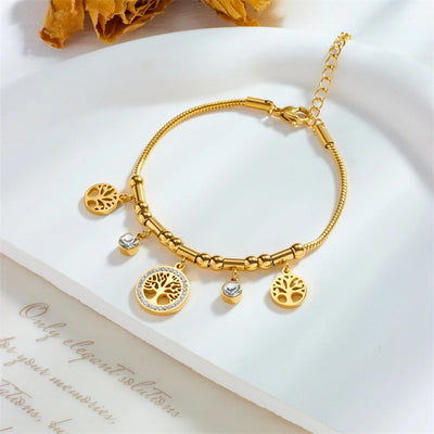 Hayden Andi | Elegant Gold Color Tree Of Life Charms Bracelet
