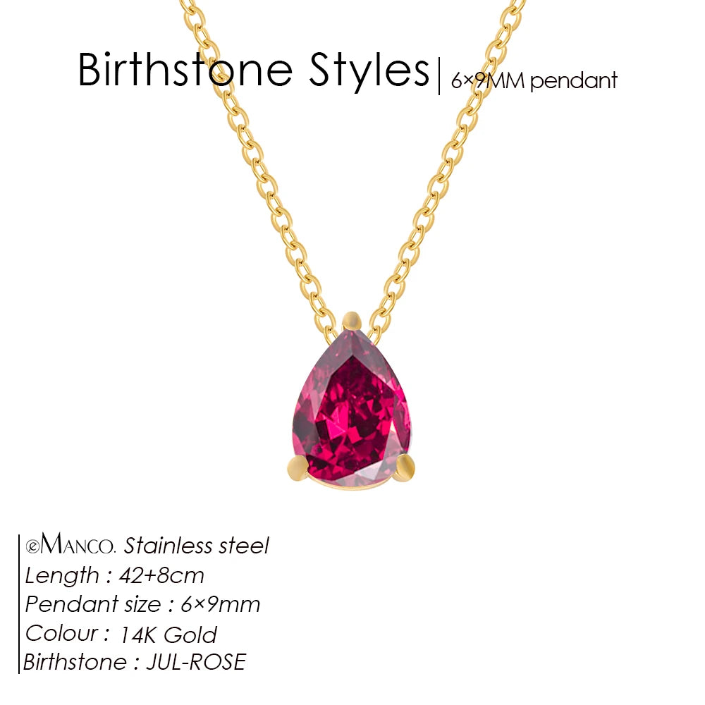 Hayden Nalani |Crystal Birthstone Necklace Teardrop