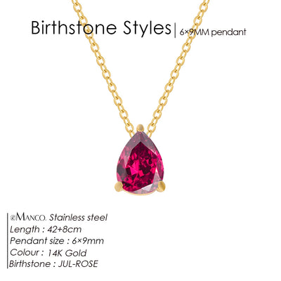 Hayden Nalani |Crystal Birthstone Necklace Teardrop