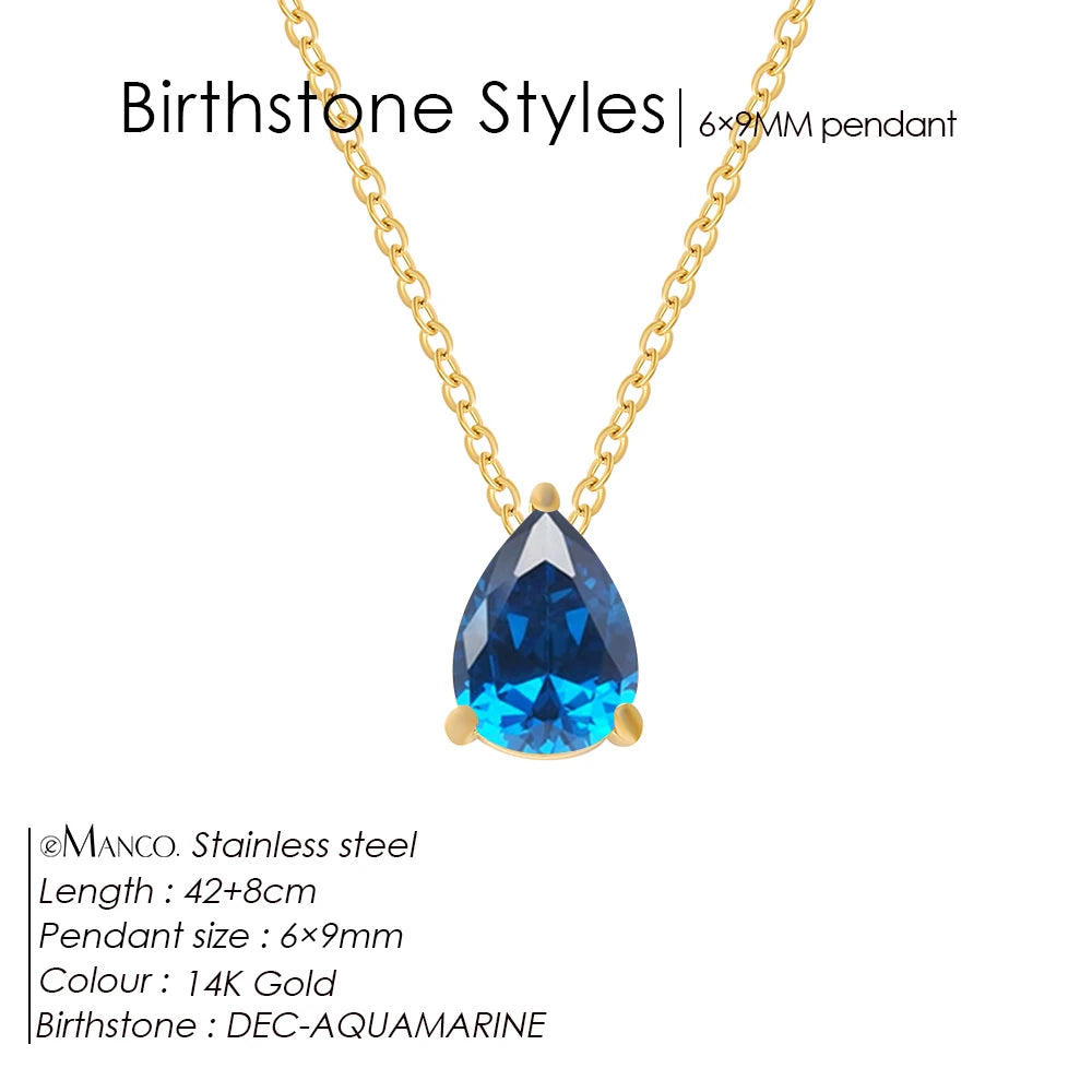 Hayden Nalani |Crystal Birthstone Necklace Teardrop
