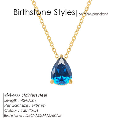 Hayden Nalani |Crystal Birthstone Necklace Teardrop
