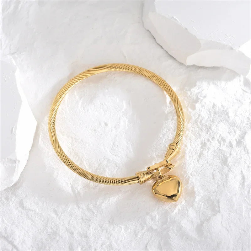 Hayden Ally | Heart Pendant Charm Bangle Bracelets