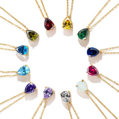 Hayden Nalani |Crystal Birthstone Necklace Teardrop