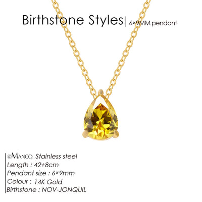 Hayden Nalani |Crystal Birthstone Necklace Teardrop