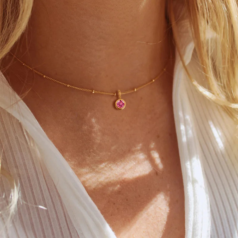 Hayden Jovy | Stainless Steel Danity Birthstone Necklace