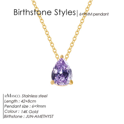 Hayden Nalani |Crystal Birthstone Necklace Teardrop