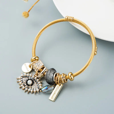 Hayden Ali |Stainless Steel Circle Panjiadora Beaded Love Bracelet