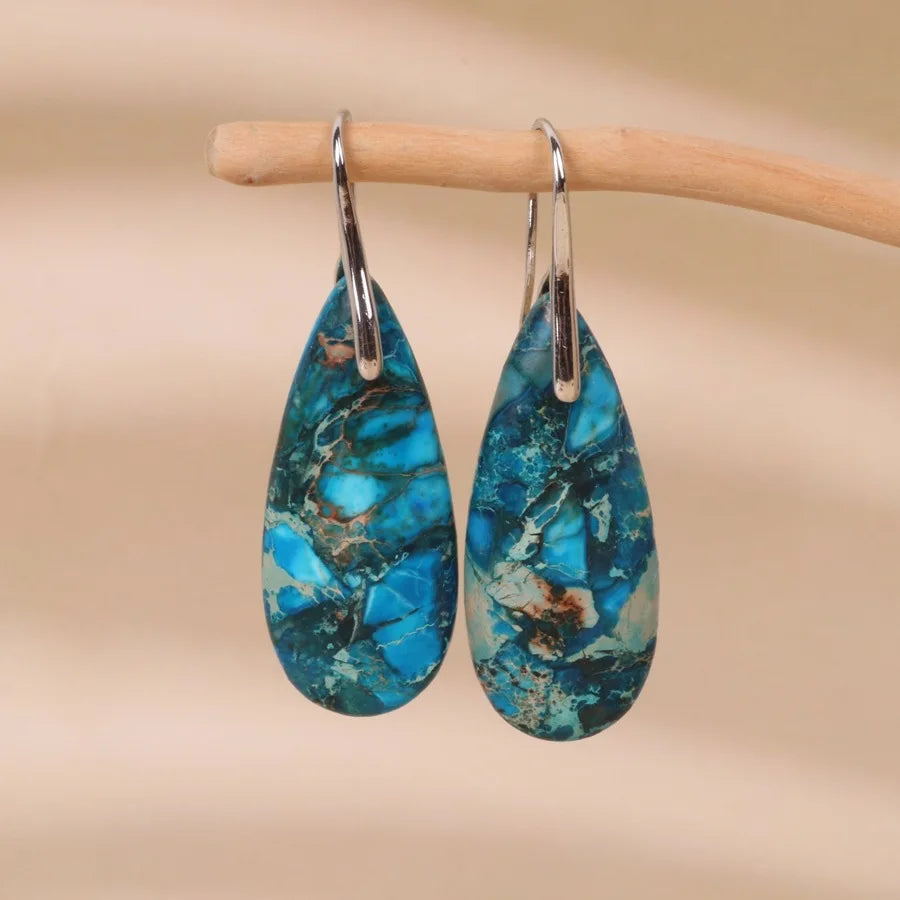 Red Sea Sediment Earrings- Teardrop Healing Earrings-Gemstone Dangle Earrings-Inner Peace Anxiety Relief Earrings Gift