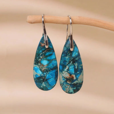 Red Sea Sediment Earrings- Teardrop Healing Earrings-Gemstone Dangle Earrings-Inner Peace Anxiety Relief Earrings Gift