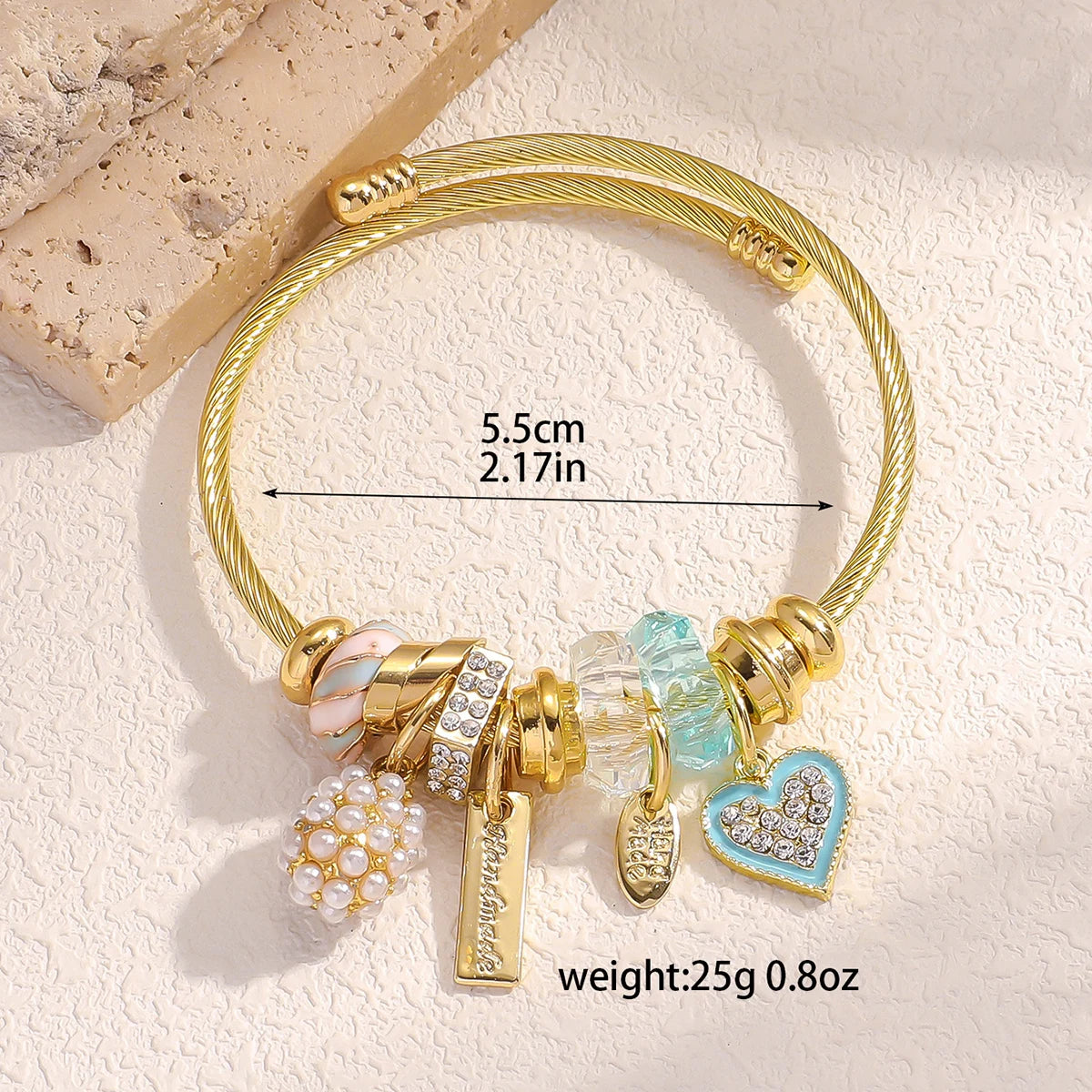 Hayden Ali |Stainless Steel Circle Panjiadora Beaded Love Bracelet