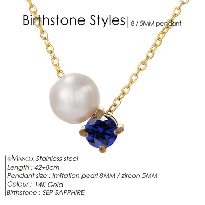 Hayden Reese | Pearls Zircon Pendant Birthstone Necklace