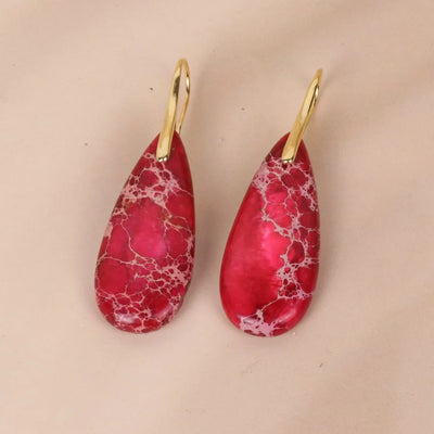 Red Sea Sediment Earrings- Teardrop Healing Earrings-Gemstone Dangle Earrings-Inner Peace Anxiety Relief Earrings Gift