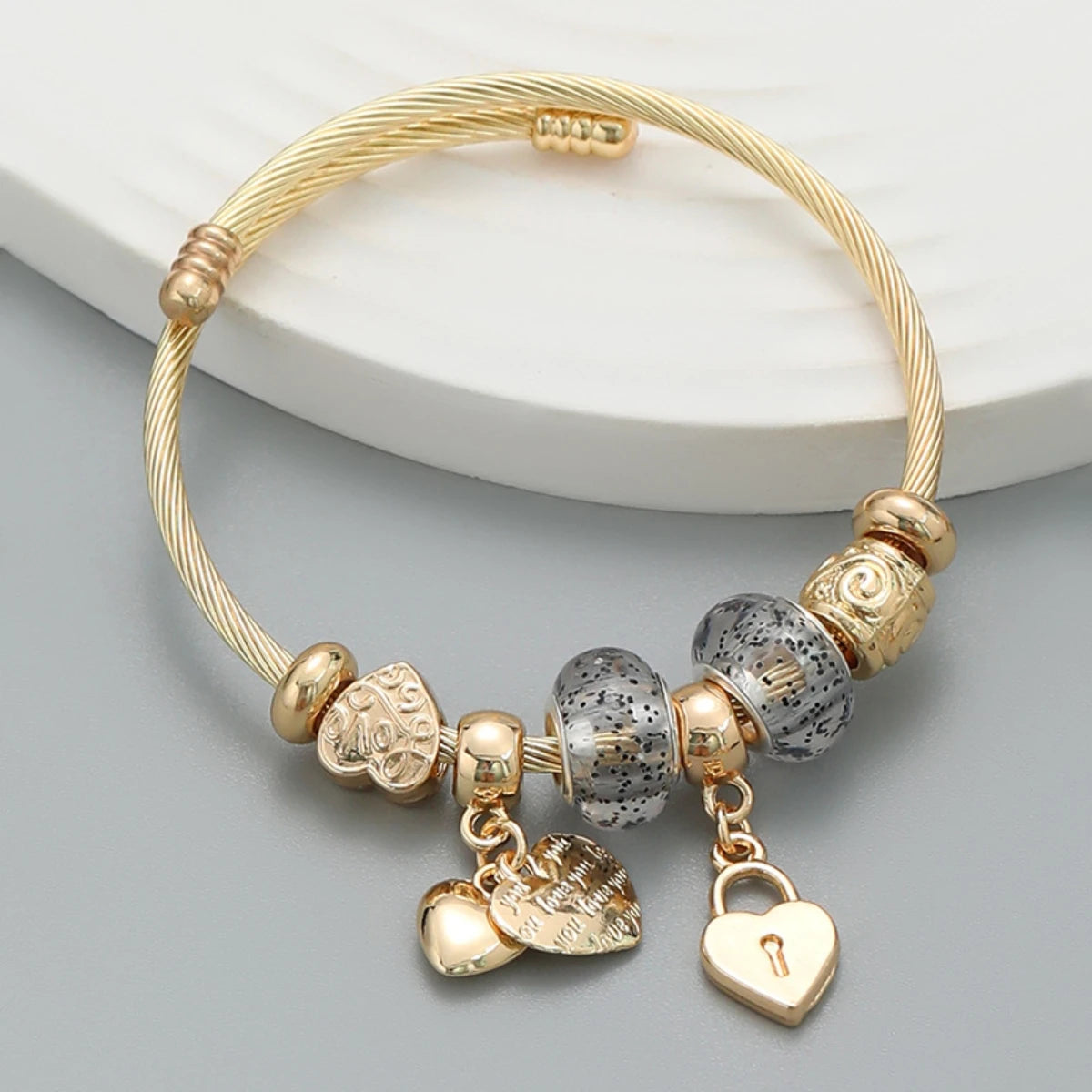Hayden Ali |Stainless Steel Circle Panjiadora Beaded Love Bracelet