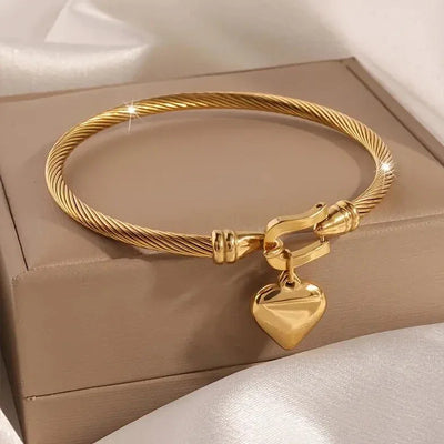 Hayden Ally | Heart Pendant Charm Bangle Bracelets