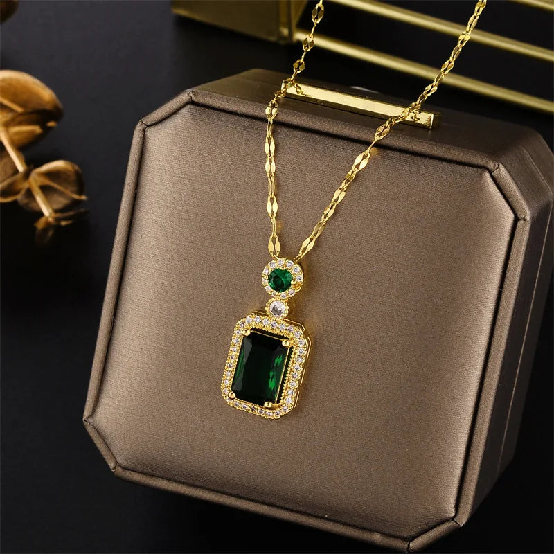 Hayden Luna | Luxury Zircon Crystal Emerald Necklace