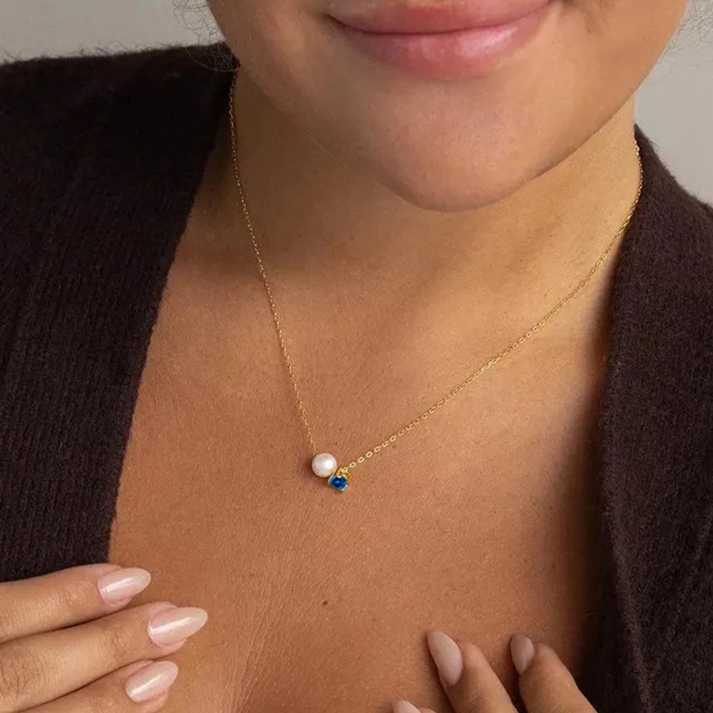 Hayden Reese | Pearls Zircon Pendant Birthstone Necklace