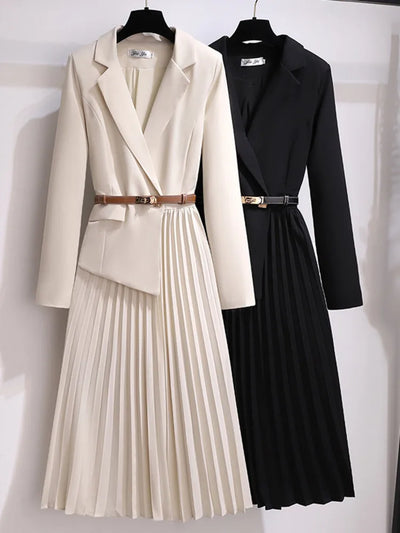 Hayden Rosy - Pleated Belted Blazer Dress