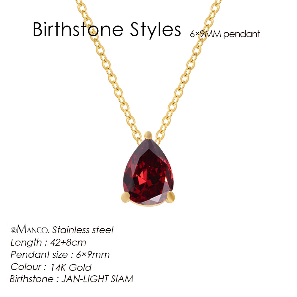Hayden Nalani |Crystal Birthstone Necklace Teardrop