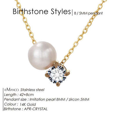 Hayden Reese | Pearls Zircon Pendant Birthstone Necklace