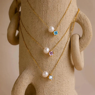 Hayden Reese | Pearls Zircon Pendant Birthstone Necklace