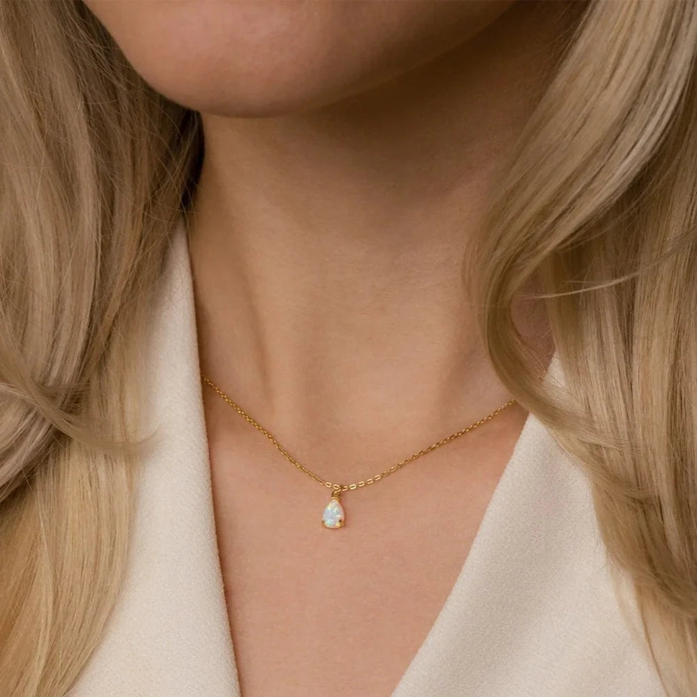 Hayden Nalani |Crystal Birthstone Necklace Teardrop