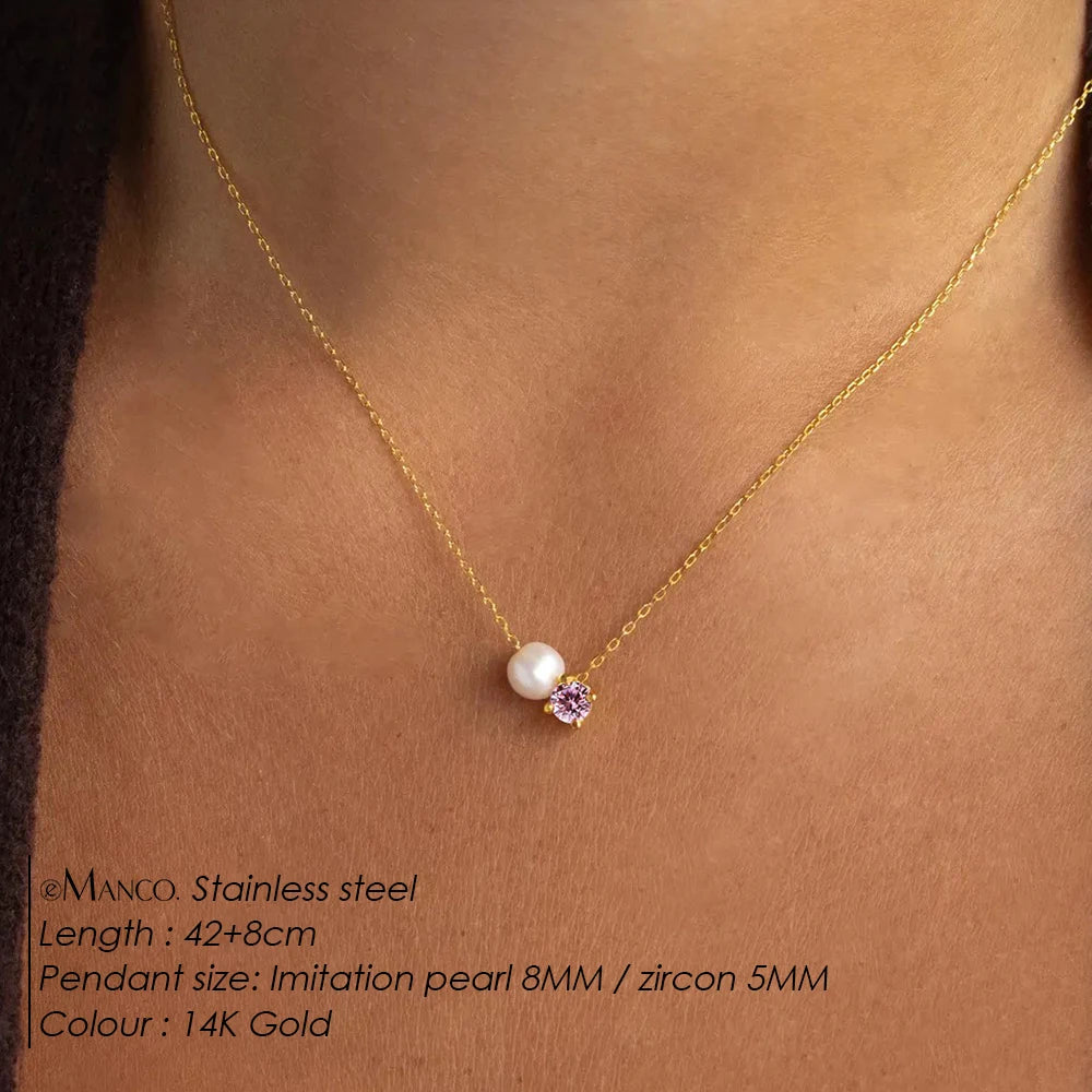 Hayden Reese | Pearls Zircon Pendant Birthstone Necklace