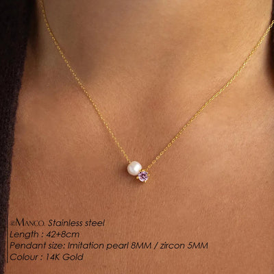 Hayden Reese | Pearls Zircon Pendant Birthstone Necklace