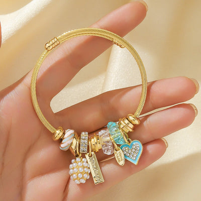 Hayden Ali |Stainless Steel Circle Panjiadora Beaded Love Bracelet
