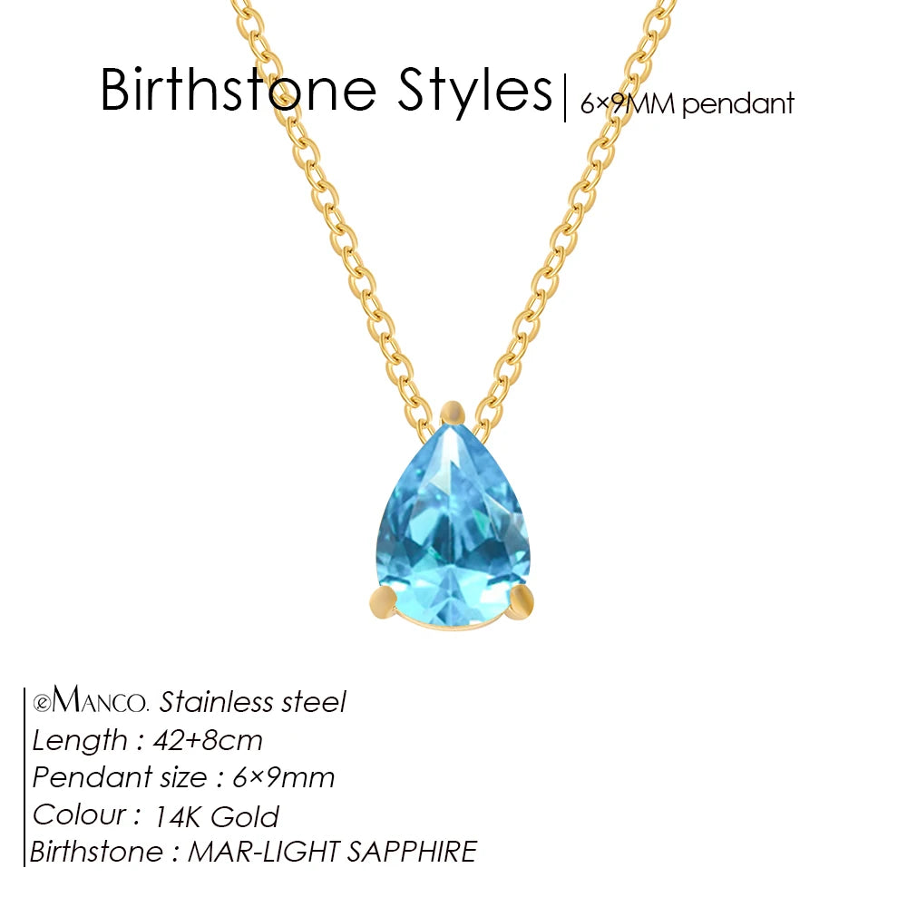 Hayden Nalani |Crystal Birthstone Necklace Teardrop