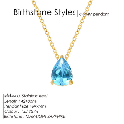Hayden Nalani |Crystal Birthstone Necklace Teardrop