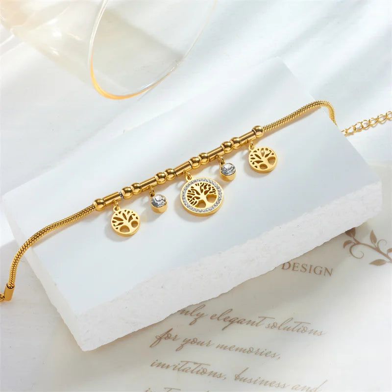 Hayden Andi | Elegant Gold Color Tree Of Life Charms Bracelet