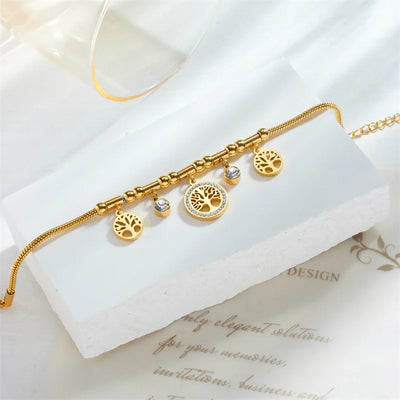 Hayden Andi | Elegant Gold Color Tree Of Life Charms Bracelet